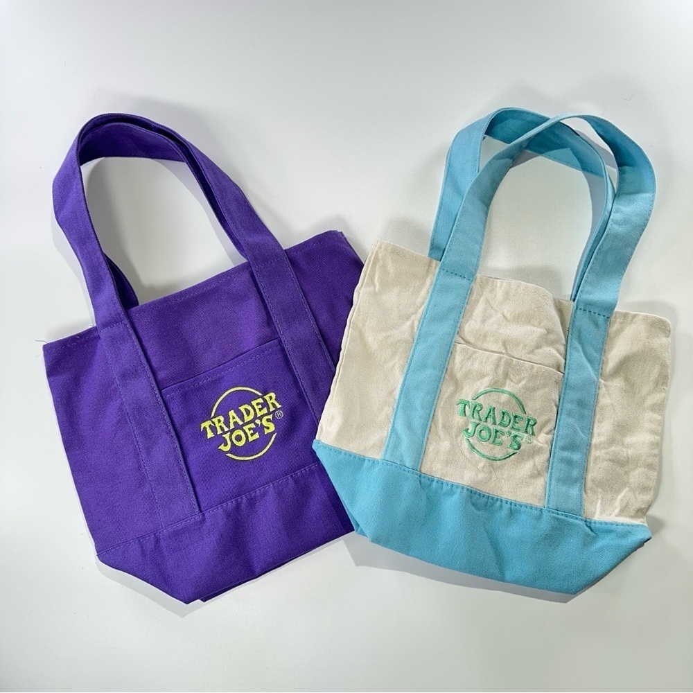 Trader Joe’s mini tote set collectible canvas bags - Picture 2 of 12